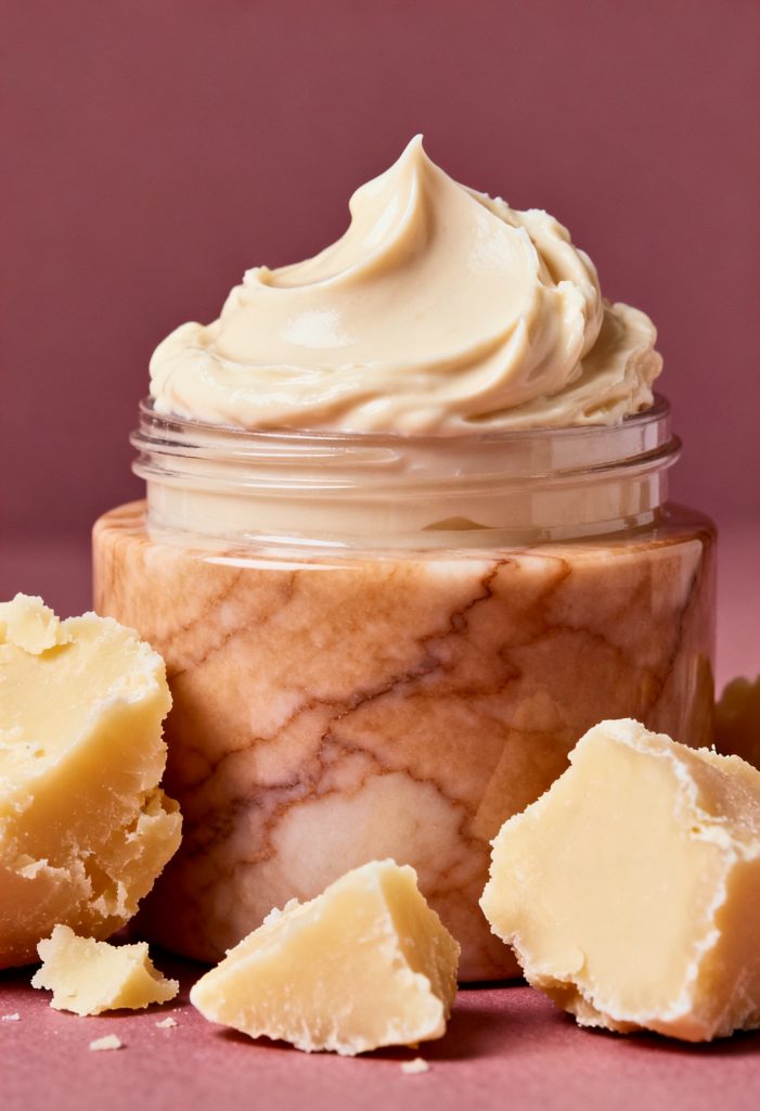 Rich cream jar with shea butter for dry skin
