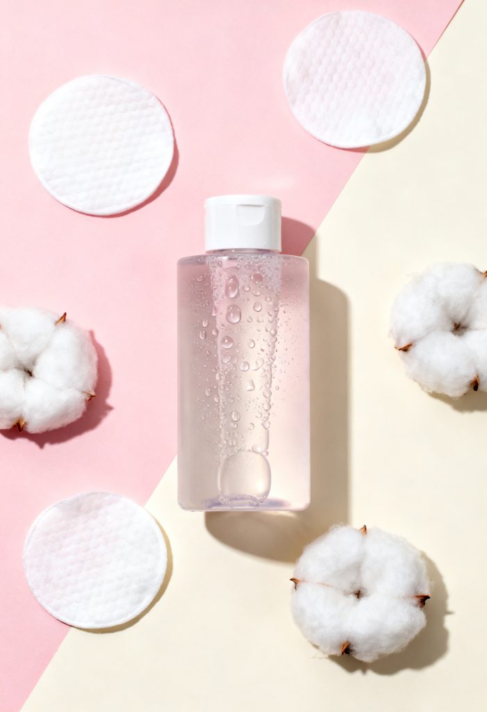 Toner bottle with cotton pads