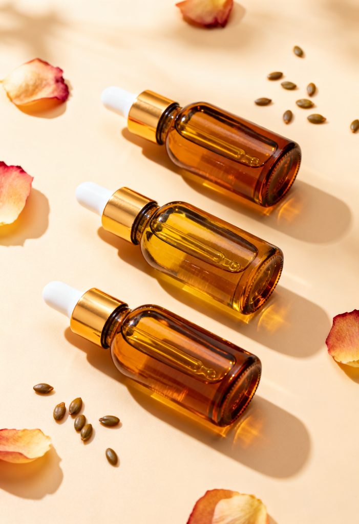 Amber glass face oil dropper bottles